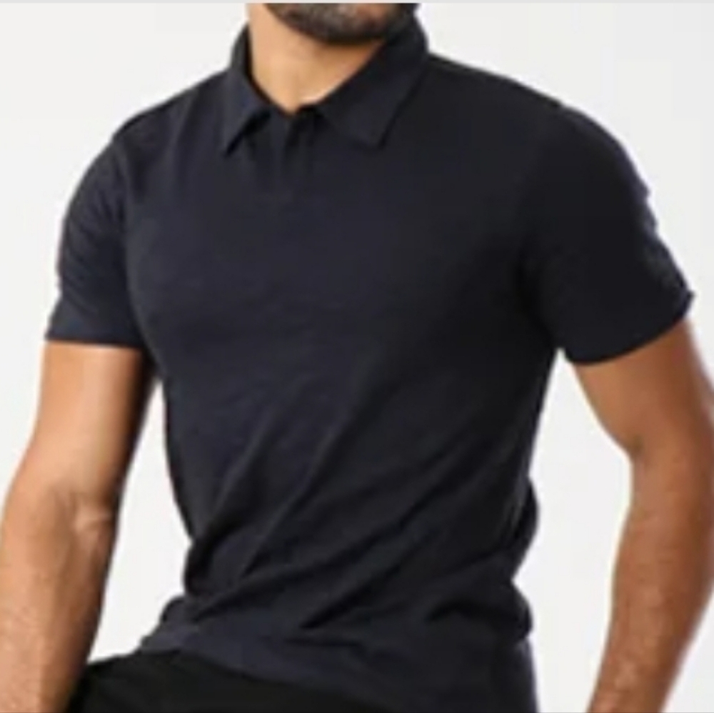 Jack & Jones Black Polo Shirt Mens Medium Slim Casual Short Sleeve
